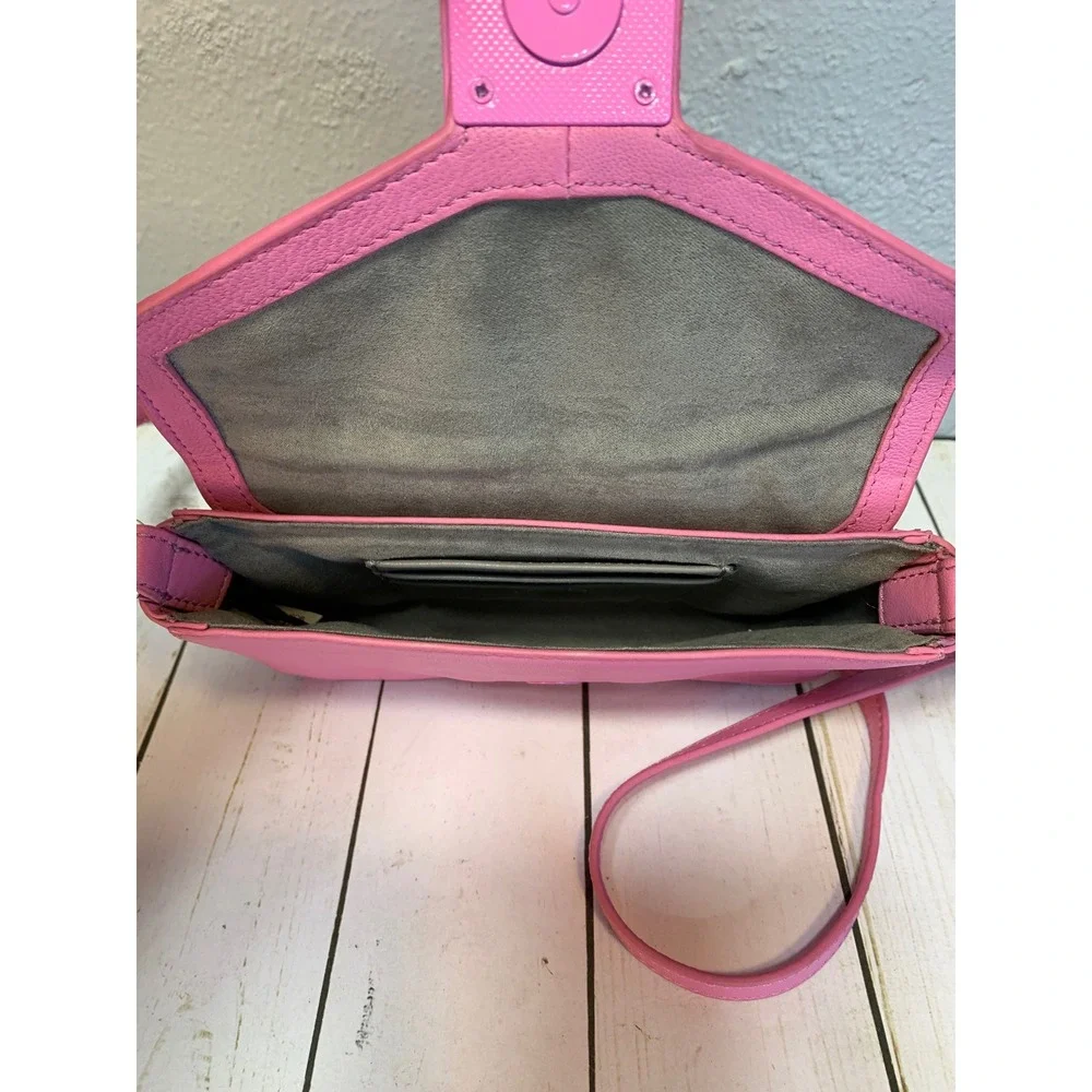 Vince Camuto Pink Leather Geometric Clasp Crossbody Bag Small Shoulder Purse